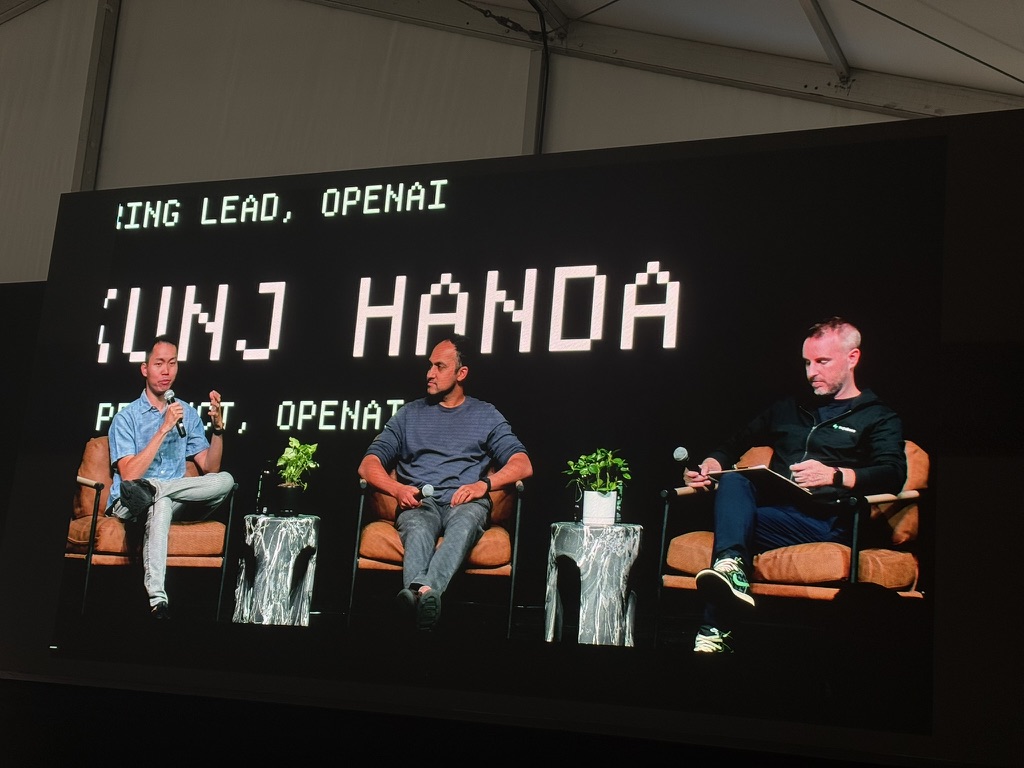 OpenAI session at SELECT26, with Jeff Chan (engineering lead) and Nikunj Handa (product leader). Photograph supplied by Tim McAllister.